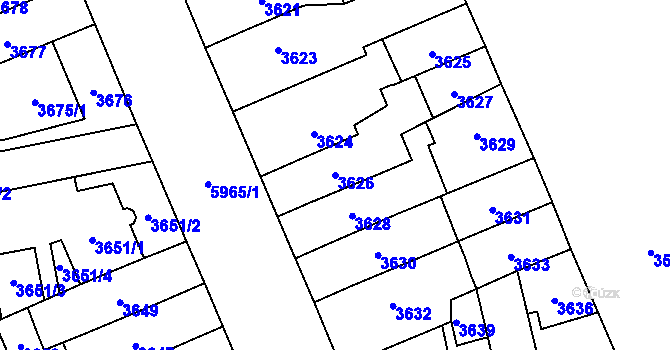 Parcela st. 3626 v KÚ Jihlava, Katastrální mapa