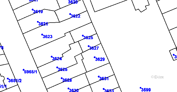 Parcela st. 3627 v KÚ Jihlava, Katastrální mapa