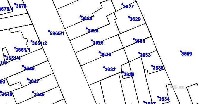 Parcela st. 3630 v KÚ Jihlava, Katastrální mapa
