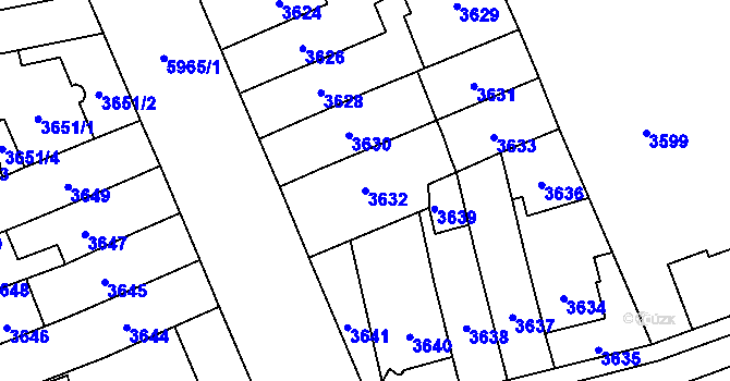 Parcela st. 3632 v KÚ Jihlava, Katastrální mapa