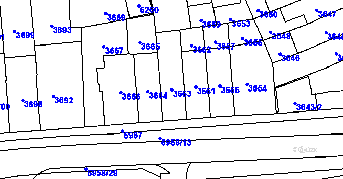 Parcela st. 3663 v KÚ Jihlava, Katastrální mapa