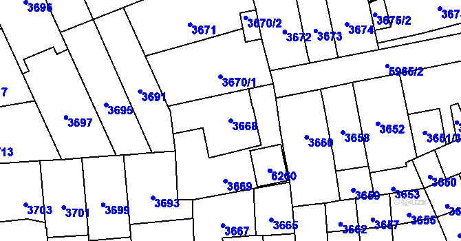 Parcela st. 3668 v KÚ Jihlava, Katastrální mapa