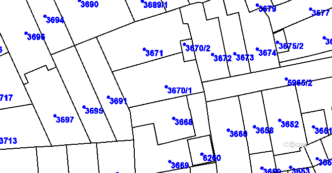 Parcela st. 3670/1 v KÚ Jihlava, Katastrální mapa
