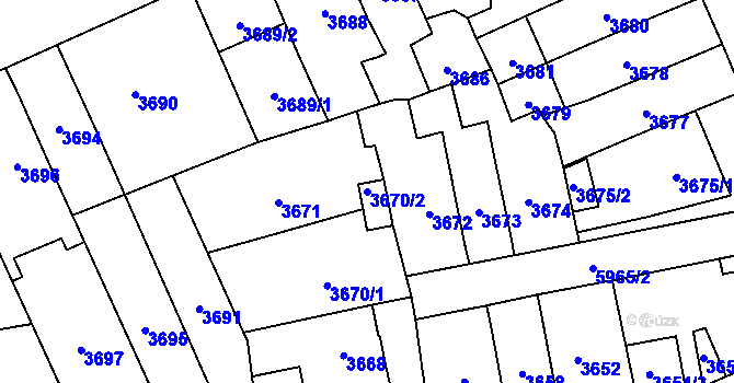Parcela st. 3670/2 v KÚ Jihlava, Katastrální mapa