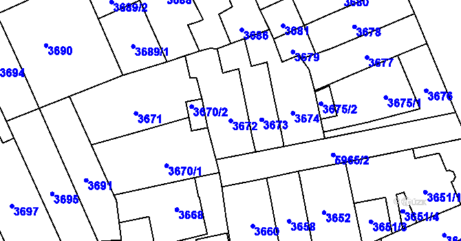 Parcela st. 3672 v KÚ Jihlava, Katastrální mapa