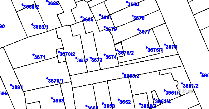 Parcela st. 3674 v KÚ Jihlava, Katastrální mapa