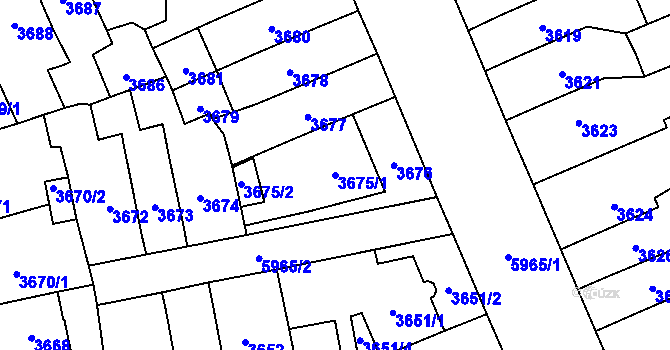 Parcela st. 3675/1 v KÚ Jihlava, Katastrální mapa