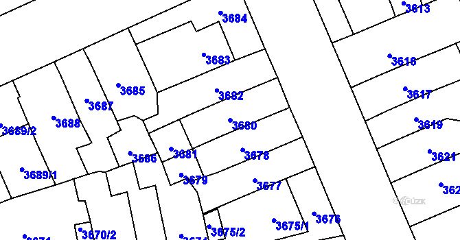 Parcela st. 3680 v KÚ Jihlava, Katastrální mapa