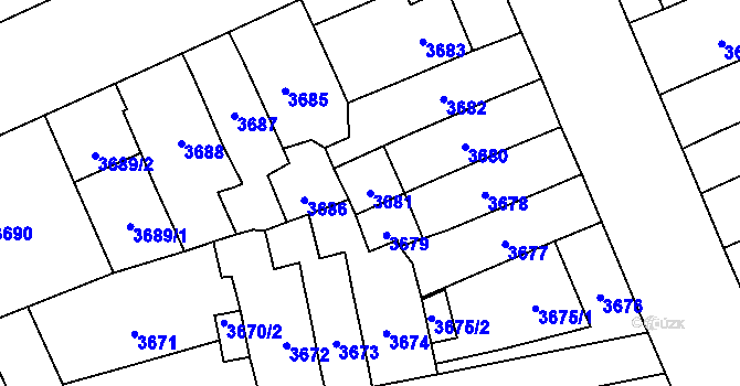 Parcela st. 3681 v KÚ Jihlava, Katastrální mapa