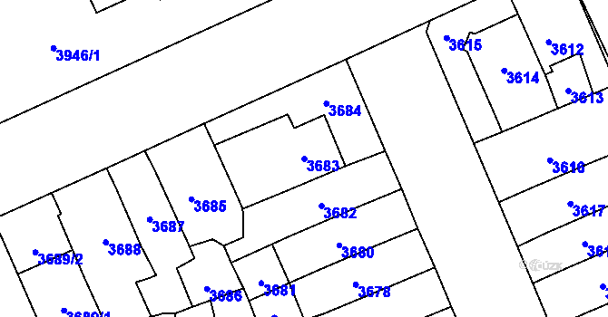 Parcela st. 3683 v KÚ Jihlava, Katastrální mapa