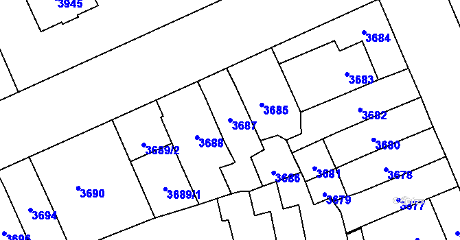 Parcela st. 3687 v KÚ Jihlava, Katastrální mapa