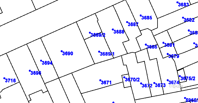 Parcela st. 3689/1 v KÚ Jihlava, Katastrální mapa