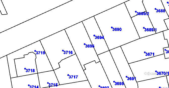 Parcela st. 3696 v KÚ Jihlava, Katastrální mapa