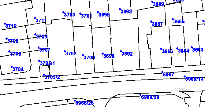 Parcela st. 3698 v KÚ Jihlava, Katastrální mapa
