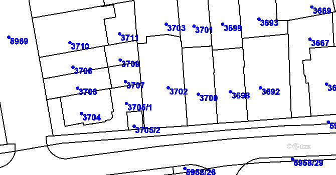 Parcela st. 3702 v KÚ Jihlava, Katastrální mapa