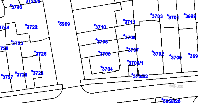 Parcela st. 3706 v KÚ Jihlava, Katastrální mapa