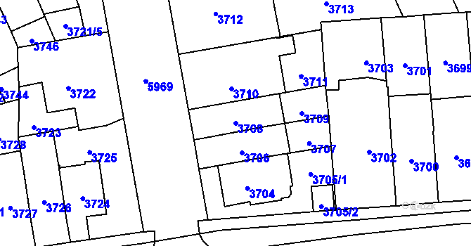 Parcela st. 3708 v KÚ Jihlava, Katastrální mapa
