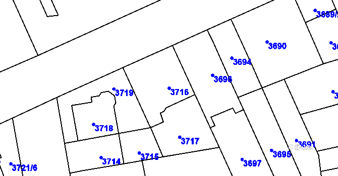 Parcela st. 3716 v KÚ Jihlava, Katastrální mapa