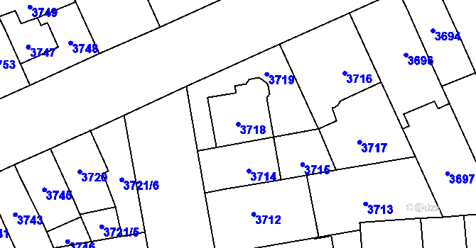 Parcela st. 3718 v KÚ Jihlava, Katastrální mapa
