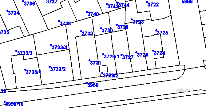 Parcela st. 3729/1 v KÚ Jihlava, Katastrální mapa