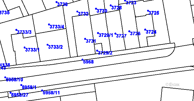 Parcela st. 3729/2 v KÚ Jihlava, Katastrální mapa