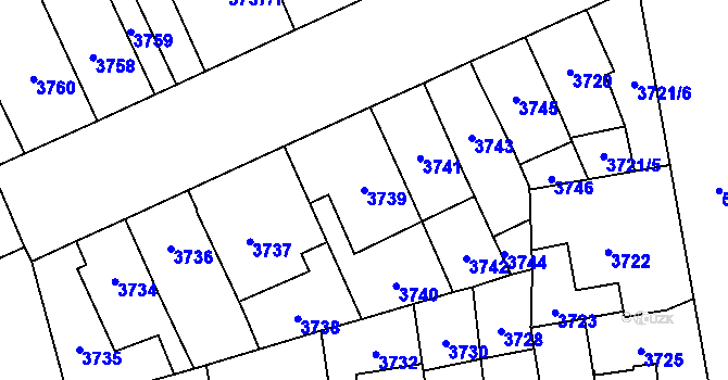 Parcela st. 3739 v KÚ Jihlava, Katastrální mapa