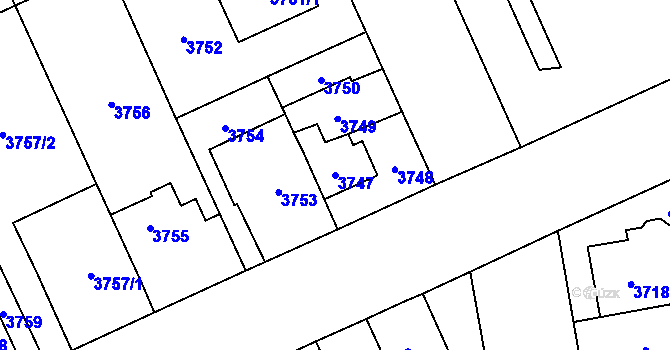 Parcela st. 3747 v KÚ Jihlava, Katastrální mapa