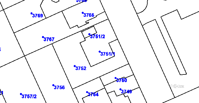 Parcela st. 3751/1 v KÚ Jihlava, Katastrální mapa