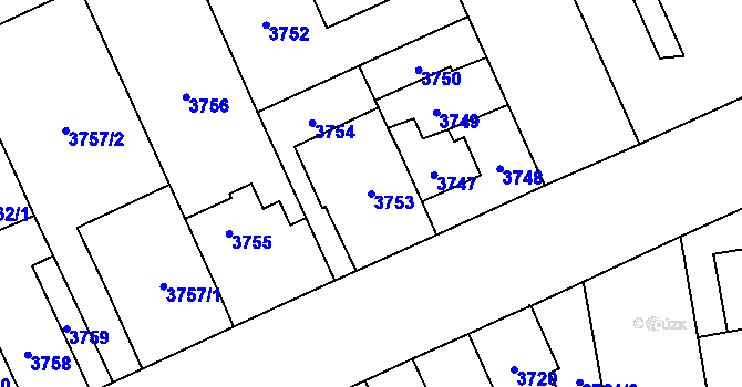 Parcela st. 3753 v KÚ Jihlava, Katastrální mapa