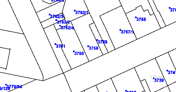 Parcela st. 3758 v KÚ Jihlava, Katastrální mapa