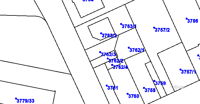 Parcela st. 3762/3 v KÚ Jihlava, Katastrální mapa