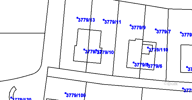 Parcela st. 3779/10 v KÚ Jihlava, Katastrální mapa
