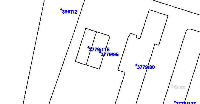 Parcela st. 3779/95 v KÚ Jihlava, Katastrální mapa