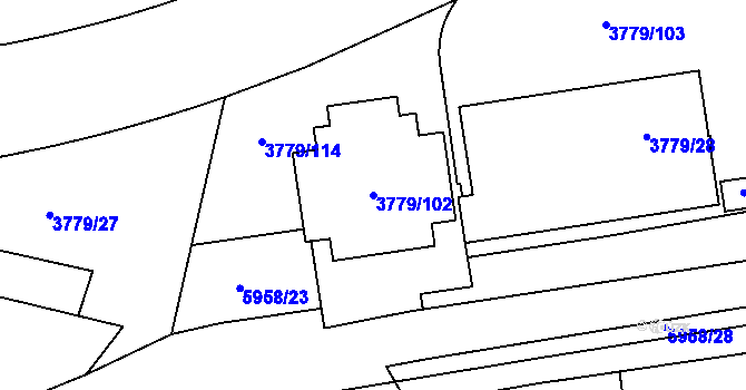 Parcela st. 3779/102 v KÚ Jihlava, Katastrální mapa