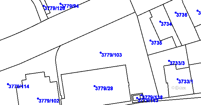 Parcela st. 3779/103 v KÚ Jihlava, Katastrální mapa