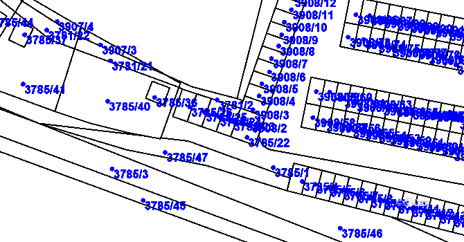 Parcela st. 3785/23 v KÚ Jihlava, Katastrální mapa