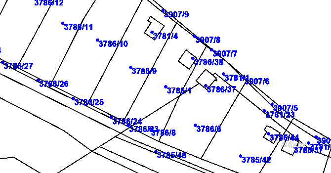 Parcela st. 3786/1 v KÚ Jihlava, Katastrální mapa