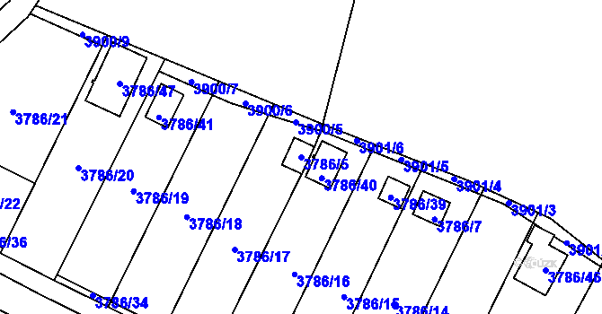 Parcela st. 3786/5 v KÚ Jihlava, Katastrální mapa