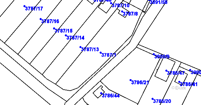 Parcela st. 3787/1 v KÚ Jihlava, Katastrální mapa