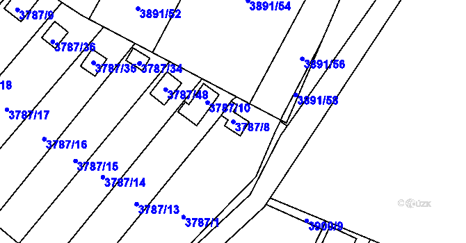 Parcela st. 3787/8 v KÚ Jihlava, Katastrální mapa