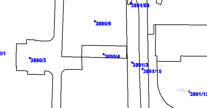 Parcela st. 3890/4 v KÚ Jihlava, Katastrální mapa