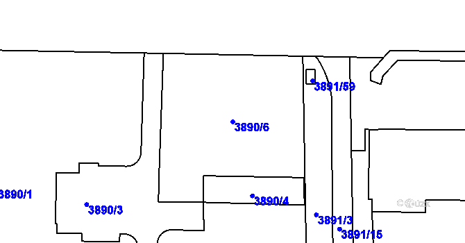 Parcela st. 3890/6 v KÚ Jihlava, Katastrální mapa