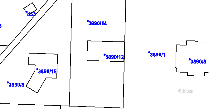 Parcela st. 3890/12 v KÚ Jihlava, Katastrální mapa
