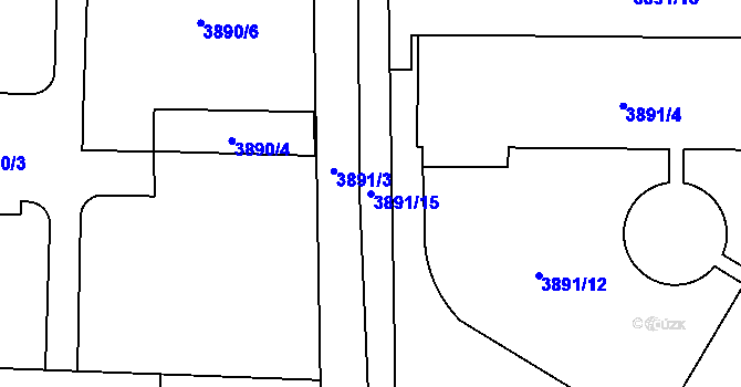 Parcela st. 3891/15 v KÚ Jihlava, Katastrální mapa
