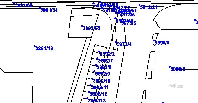 Parcela st. 3892/2 v KÚ Jihlava, Katastrální mapa