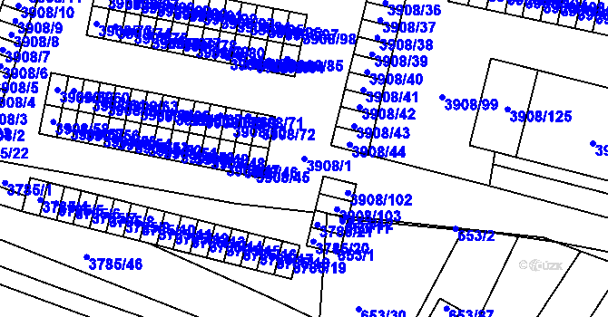 Parcela st. 3908/1 v KÚ Jihlava, Katastrální mapa