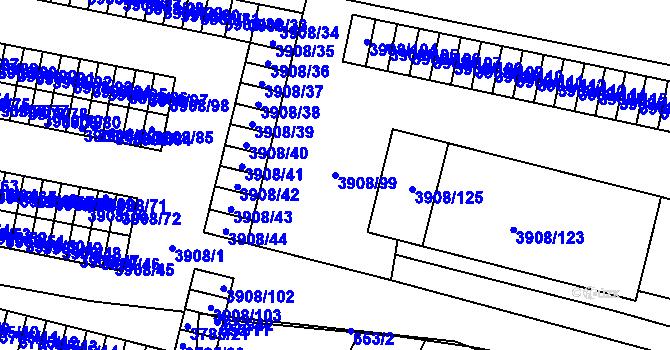 Parcela st. 3908/99 v KÚ Jihlava, Katastrální mapa