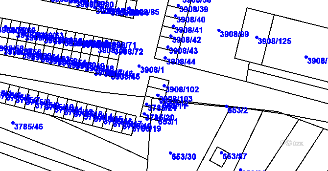 Parcela st. 3908/102 v KÚ Jihlava, Katastrální mapa
