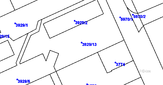 Parcela st. 3929/13 v KÚ Jihlava, Katastrální mapa