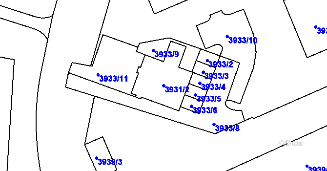 Parcela st. 3931/2 v KÚ Jihlava, Katastrální mapa